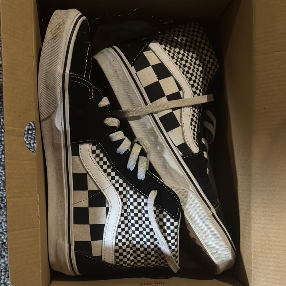 Black and White Checkered High-Top Sneakers